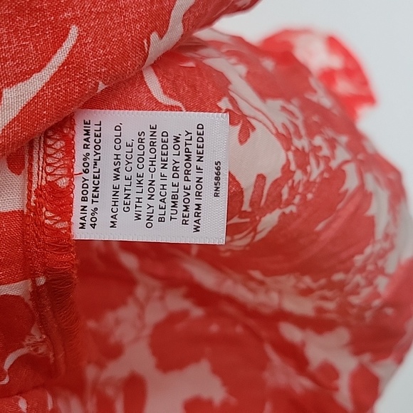 Red And White Pin Tuck Bodice Ramie Summer Tunic NWOT Sz L - Picture 6 of 10